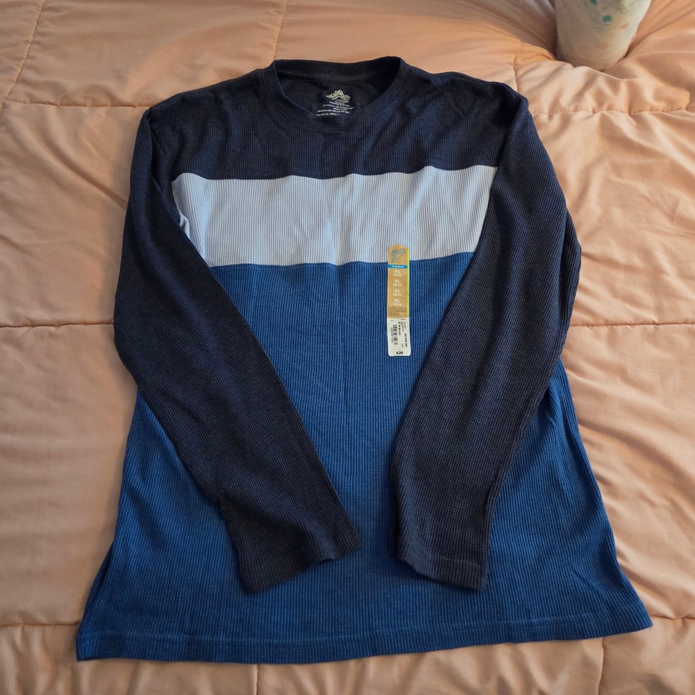 Thereabouts Boys XL 18/20 Blue Colorblock Waffle Knit Long Sleeve Thermal Shirt